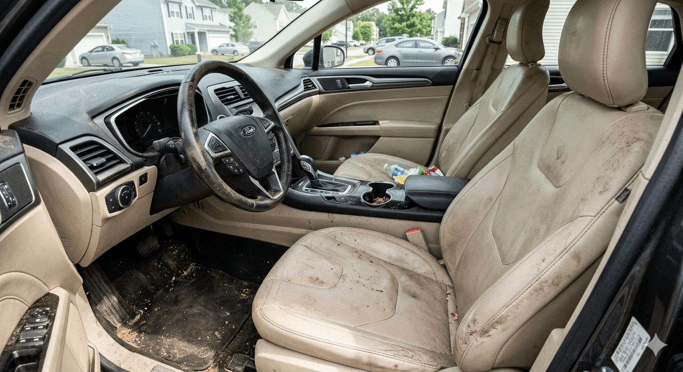 Stained seats & dirty floors